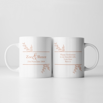 Personalised Personalised Botanical 20th Wedding Anniversary Mug