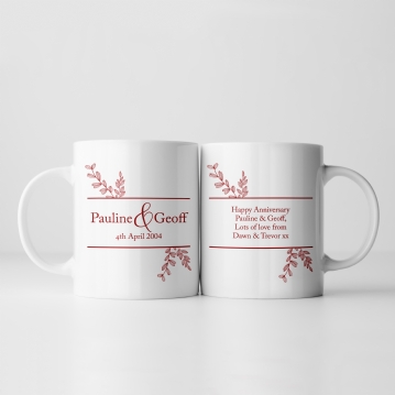 Personalised Personalised Botanical 20th Wedding Anniversary Mug