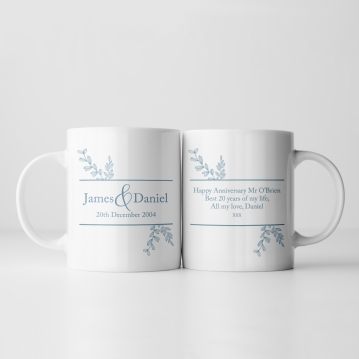 Personalised Personalised Botanical 20th Wedding Anniversary Mug