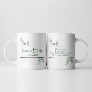 Personalised Personalised Botanical 20th Wedding Anniversary Mug