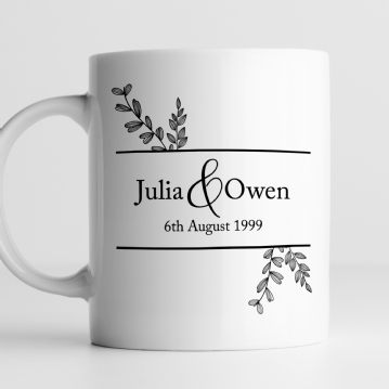 Botanical Personalised 25th Wedding Anniversary Mug