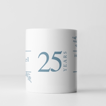 Botanical Personalised 25th Wedding Anniversary Mug