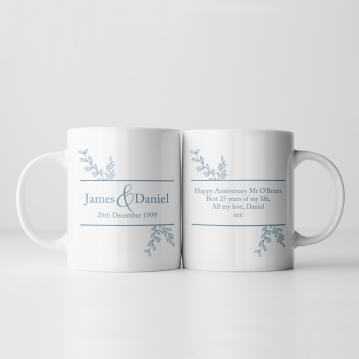 Botanical Personalised 25th Wedding Anniversary Mug