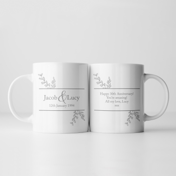 Botanical Personalised 30th Wedding Anniversary Mug
