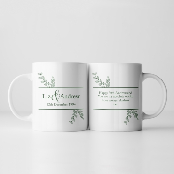 Botanical Personalised 30th Wedding Anniversary Mug