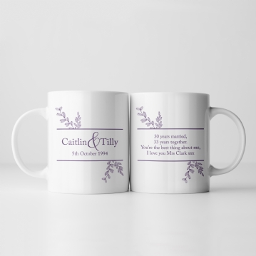 Botanical Personalised 30th Wedding Anniversary Mug