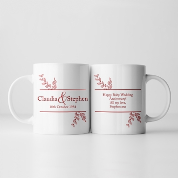 Botanical Personalised 40th Anniversary Mug