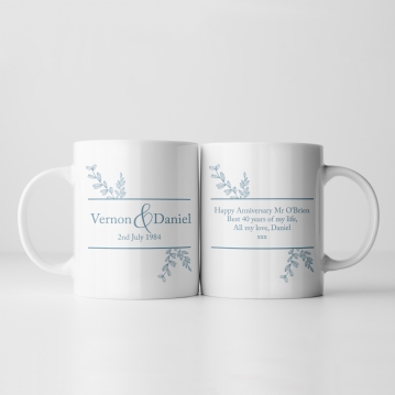 Botanical Personalised 40th Anniversary Mug