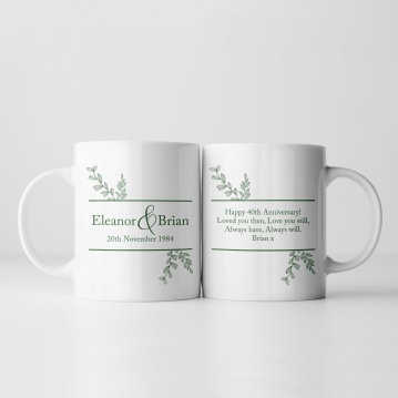 Botanical Personalised 40th Anniversary Mug