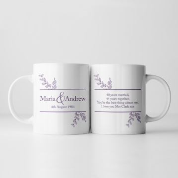Botanical Personalised 40th Anniversary Mug