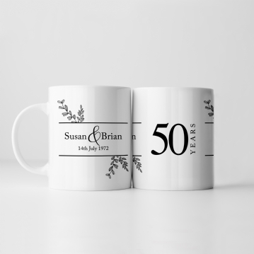 Botanical Personalised 50th Wedding Anniversary Mug