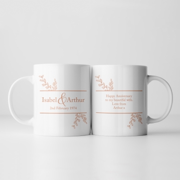 Botanical Personalised 50th Wedding Anniversary Mug