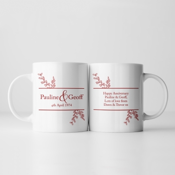 Botanical Personalised 50th Wedding Anniversary Mug