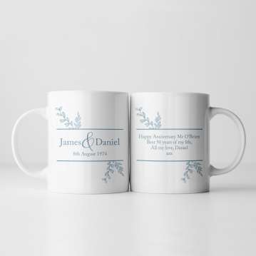 Botanical Personalised 50th Wedding Anniversary Mug