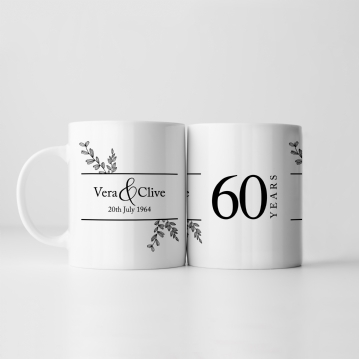 Botanical Personalised 60th Wedding Anniversary Mug