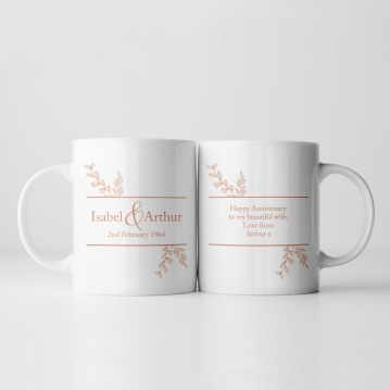 Botanical Personalised 60th Wedding Anniversary Mug