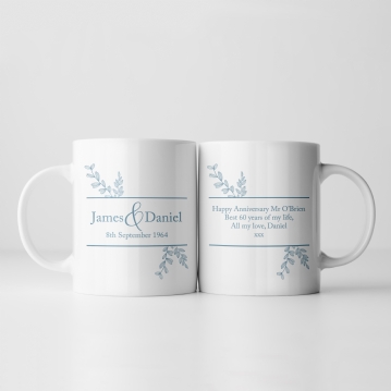 Botanical Personalised 60th Wedding Anniversary Mug