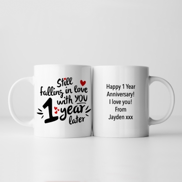 Still Falling in Love 1 Year Later Personalised Mug 