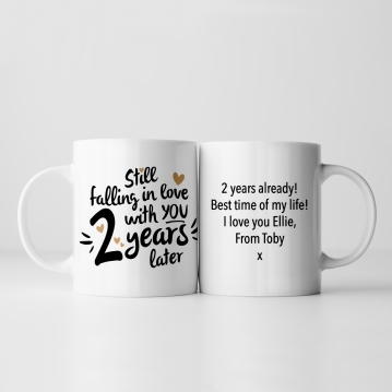 Still Falling in Love 2 Years Later Personalised Mug