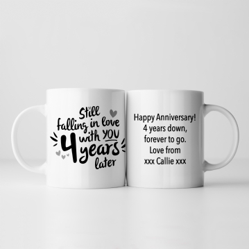 Still Falling in Love 4 Years Later Personalised Mug