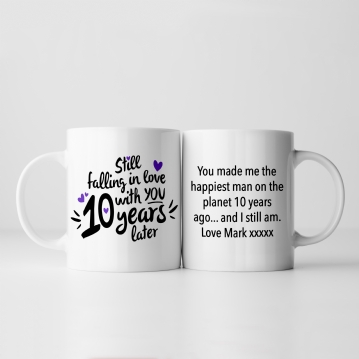 Still Falling in Love 10 Years Later Personalised Mug 