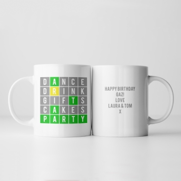 Party Word Puzzle Personalised Mug