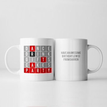 Party Word Puzzle Personalised Mug