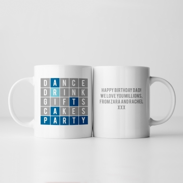 Party Word Puzzle Personalised Mug