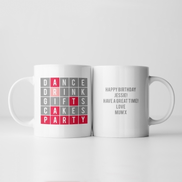 Party Word Puzzle Personalised Mug