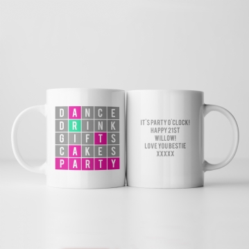 Party Word Puzzle Personalised Mug