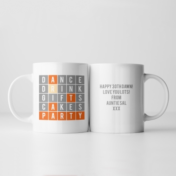 Party Word Puzzle Personalised Mug