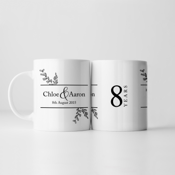 Botanical Personalised Wedding Anniversary Mug