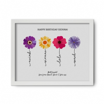 Bunch of Flowers with Name Stems Personalised Print