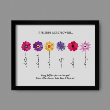 Bunch of Flowers with Name Stems Personalised Print
