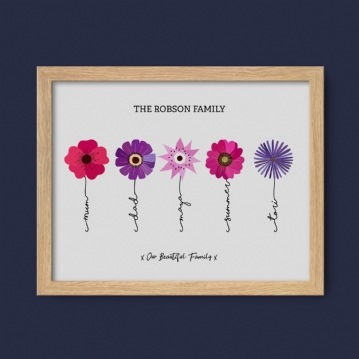 Bunch of Flowers with Name Stems Personalised Print
