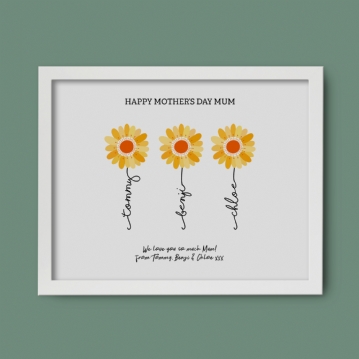 Bunch of Flowers with Name Stems Personalised Print