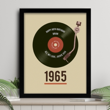 Personalised 60th Birthday Retro Record Print