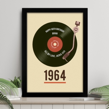 Personalised 60th Birthday Retro Record Print
