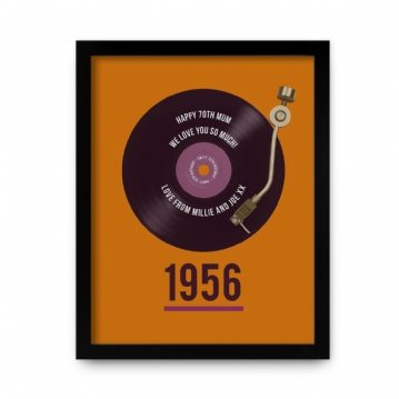 Personalised 70th Birthday Print Feat. Retro Record & Year