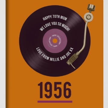 Personalised 70th Birthday Print Feat. Retro Record & Year