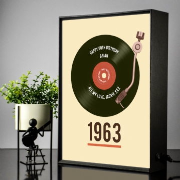 Personalised 60th Birthday Retro Record Light Box