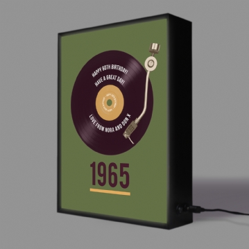 Personalised 60th Birthday Retro Record Light Box