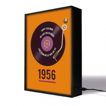 Personalised 70th Birthday Retro Record Light Box