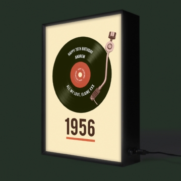 Personalised 70th Birthday Retro Record Light Box