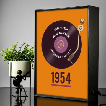Personalised 70th Birthday Retro Record Light Box