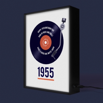 Personalised 70th Birthday Retro Record Light Box
