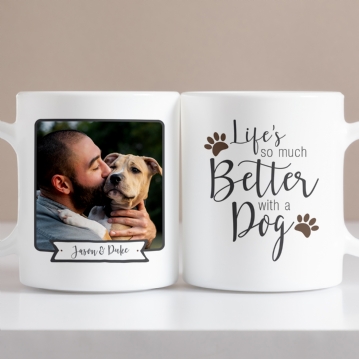 Personalised Lifes So Much Better With A Dog Photo Mug