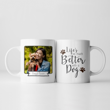 Personalised Lifes So Much Better With A Dog Photo Mug