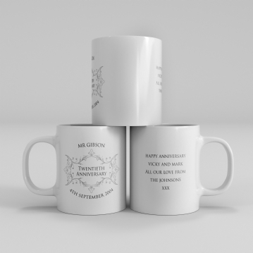 Personalised Pair Of Twentieth Anniversary Mugs