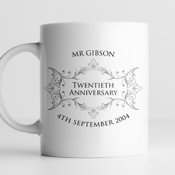 Personalised Pair Of Twentieth Anniversary Mugs